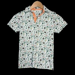 Swannies Golf Boys Masters Pimento Cheese Print Polo Shirt White Green 8-9
